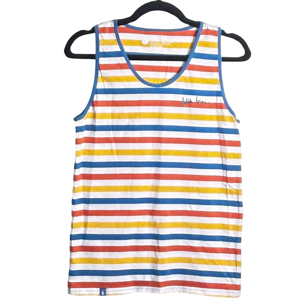 Dutch Bros Coffee Striped Tank Top Size Medium‎ Embroidered Logo Crew Uniform